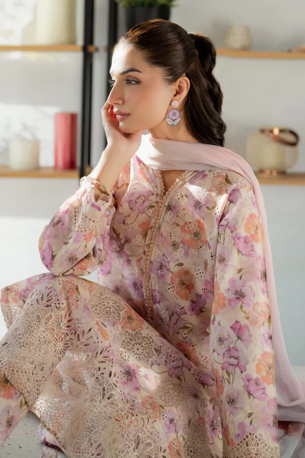 Linen Digital Printed with Embroidered Patches