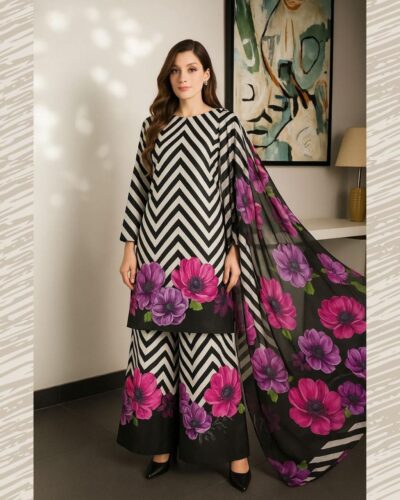Lulusar Shamooz Silk Digital Printed 3pc