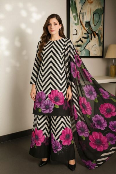Lulusar Shamooz Silk Digital Printed 3pc