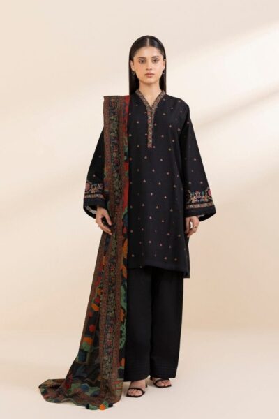 Sapphire Black Dhanak Digital Printed 3pc–Winter Collection