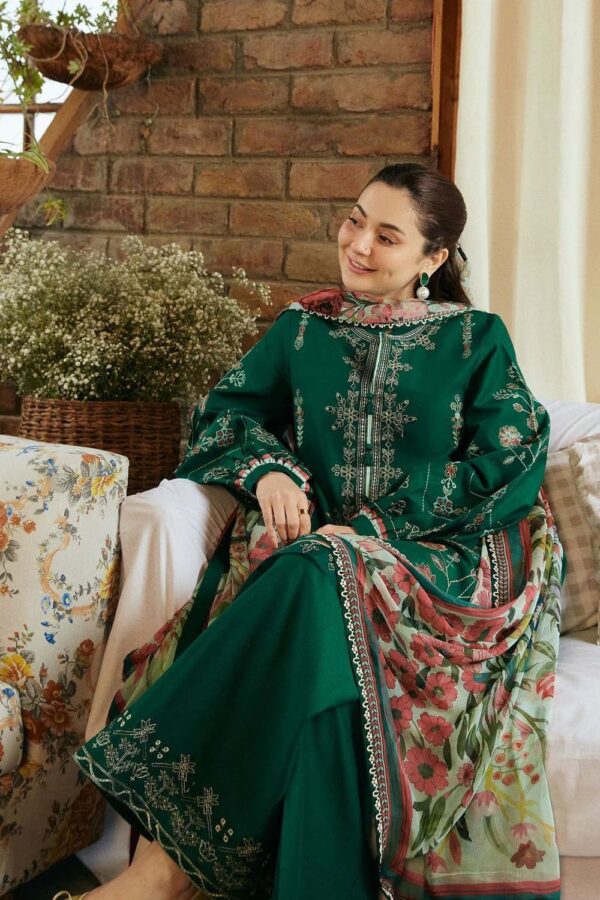 Zara Shahjahan-Dhanak emroidery 3pc with Pashmina Shawl