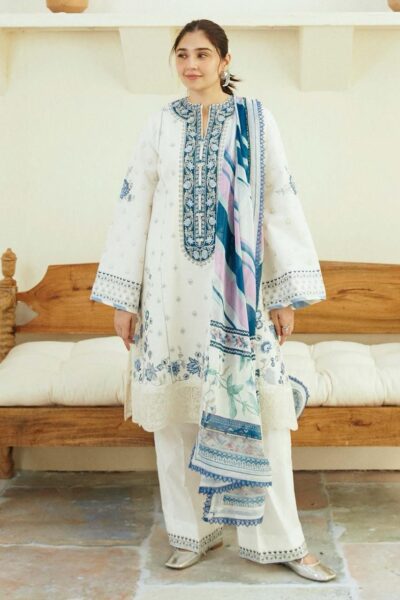 Zara Shahjahan Embroidered Linen 3pc with Zari Wool Shawl