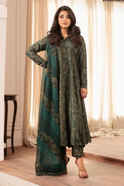 Zarif-Linen Printed All Over 3pc