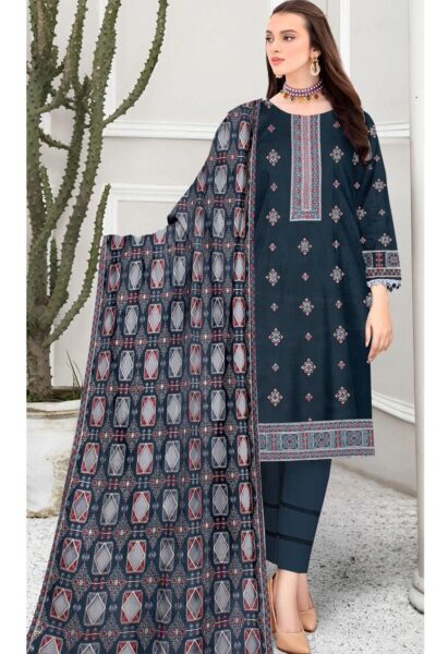 Bareeze Dhanak Embroidery 3pc Suit with Laser Cutwork Shawl