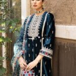Cross Stitch-Sapphire Blue Embroidered 3pc