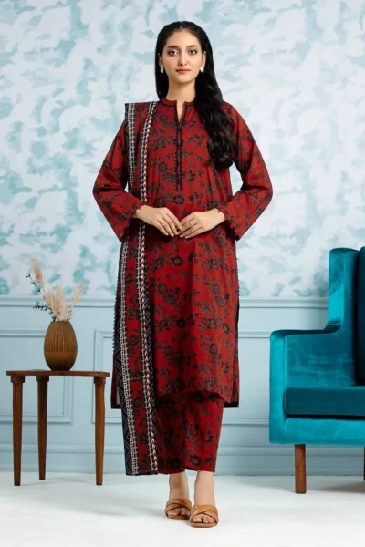 edenrobe-3pc Printed Linen