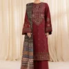 sapphire-Dhanak 3pc Embroidered with Digital wool Shawl