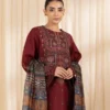 sapphire-Dhanak 3pc Embroidered with Digital wool Shawl