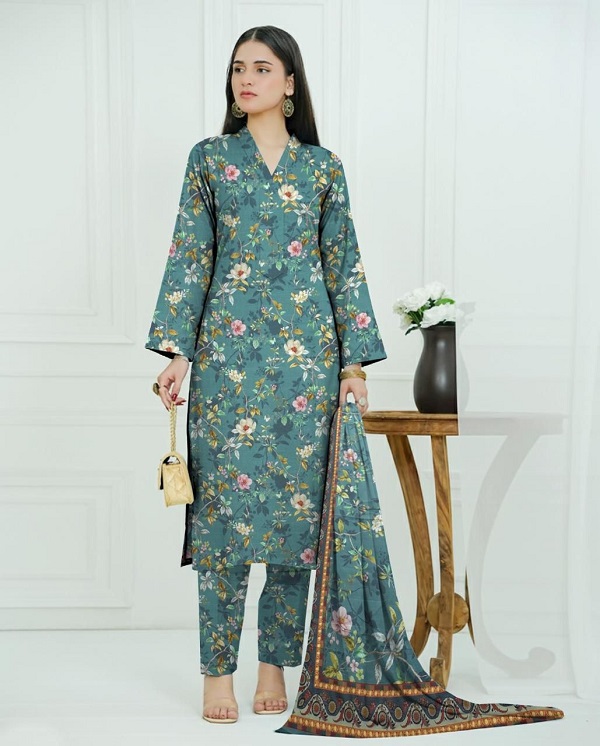 Digital Printed Karandi with Wool Shawl (038)