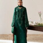 Luxury Green Embroidered Dress |Elegant Mirror Work