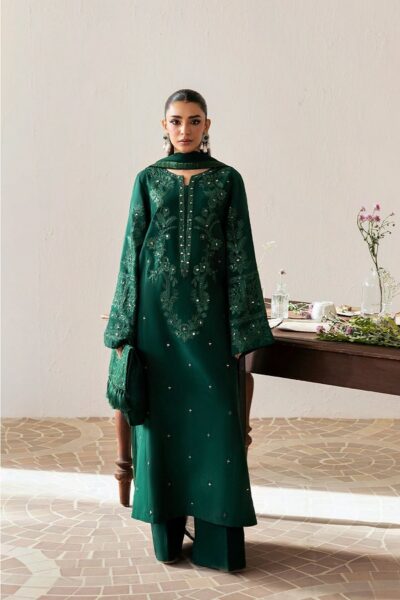 Luxury Green Embroidered Dress |Elegant Mirror Work