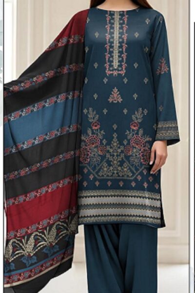 Bareeze Embroidered 3pc with Rangoli Shawl