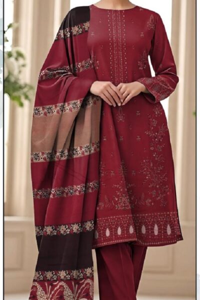 Bareeze Embroidered 3pc -with Rangoli Shawl