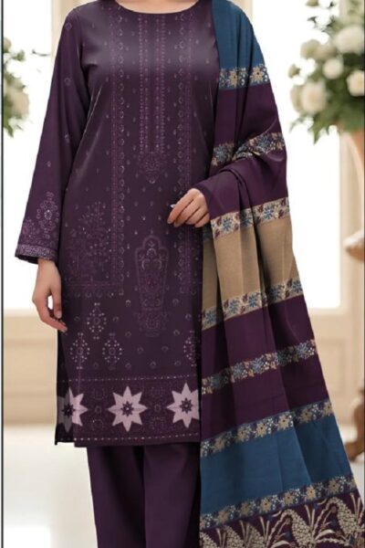 Bareeze Embroidery 3pc with Rangoli Shawl