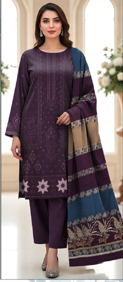 Bareeze Embroidery 3pc with Rangoli Shawl
