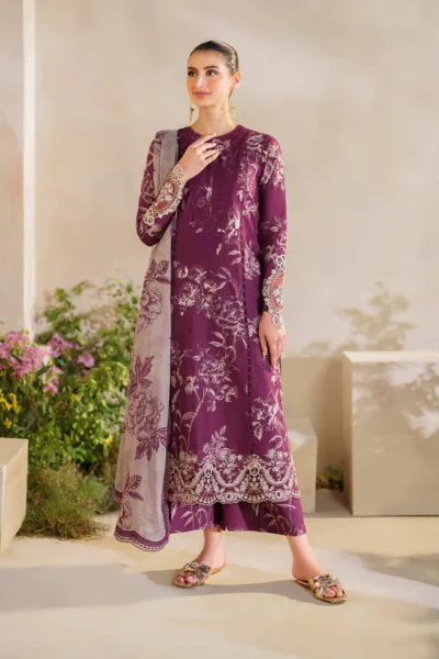 Baroque-Digital Printed Khaddar with Embroidered Patches