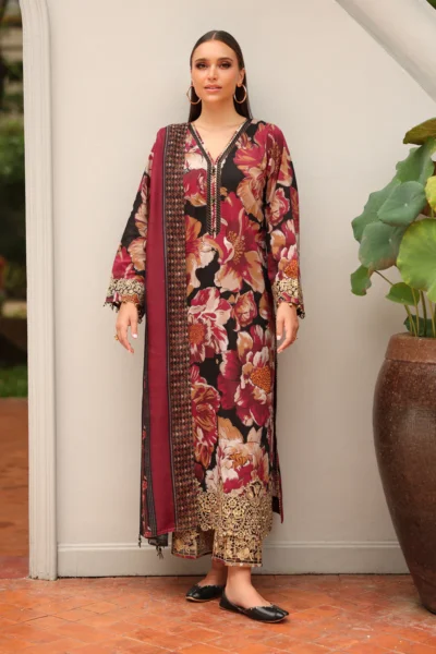 Baroque- Khadar Printed with Embroidery Patches 3pc