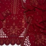 Dhanak Embroidered 3pc with Cutwork Pallu Shawl