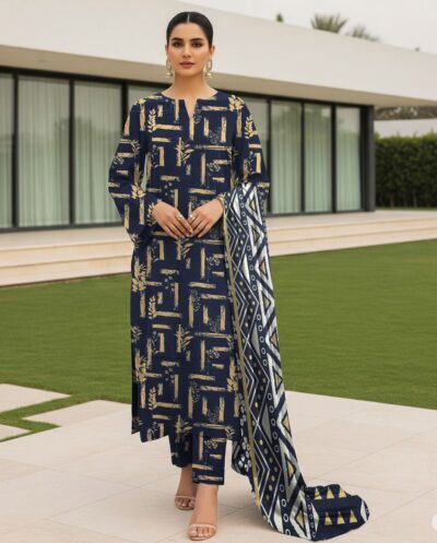 Digital Printed Karandi with Wool Shawl (022)