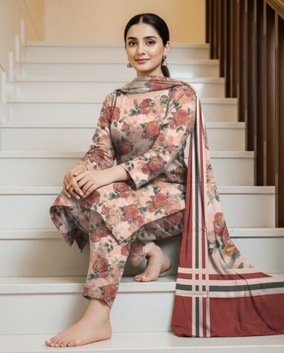 Digital Printed Karandi with Wool Shawl (027)