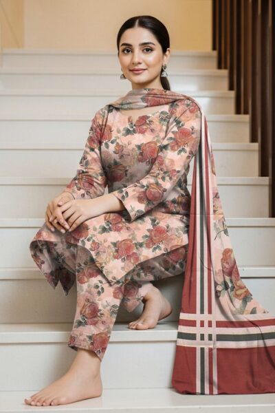 Digital Printed Karandi with Wool Shawl (027)