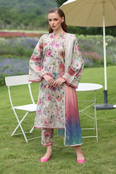 Digital Printed Khaddar with Embroidered Patches