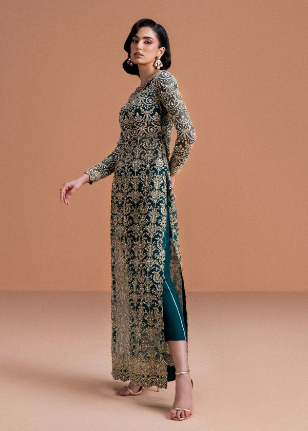 Kanwal Malik-Zaira moss green Partywear Dress