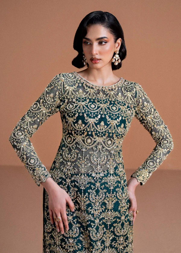 Kanwal Malik-Zaira moss green Partywear Dress