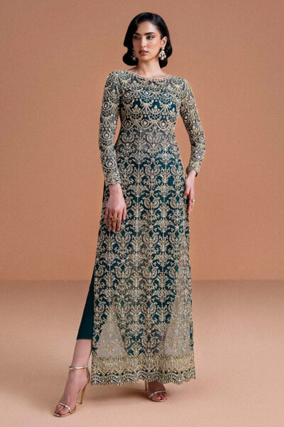 Kanwal Malik-Zaira moss green Partywear Dress