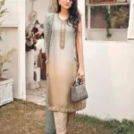Lulusar Tie N Die Formal Silk Wear Dress with Hand Embellishments
