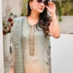 Lulusar Tie N Die Formal Silk Wear Dress with Hand Embellishments