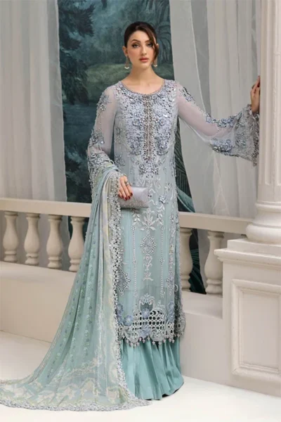 Maria B-Chiffon Embroidered Partywear 3pc