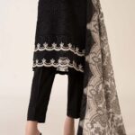 Maria B-Embroidered Black Dhanak 3pc