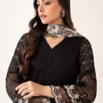 Maria B-Embroidered Black Dhanak 3pc