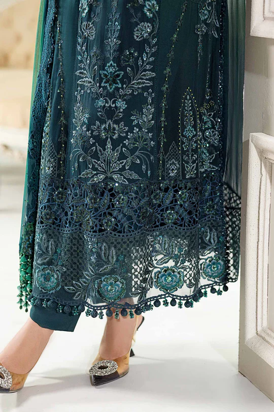 Maria B-Embroidered Emerald Chiffon Partywear 3pc