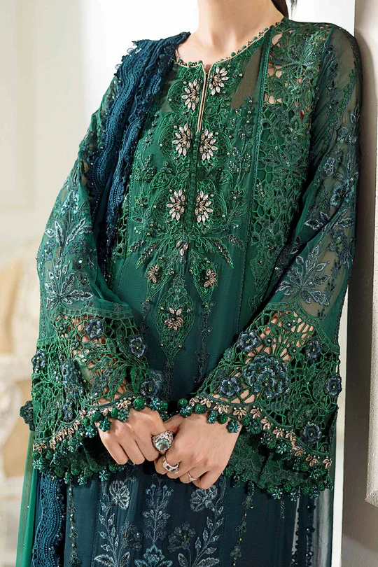 Maria B-Embroidered Emerald Chiffon Partywear 3pc
