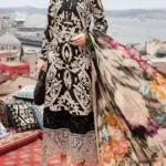 Maria B Mprint Black and white Khaddar Embroidered Dress