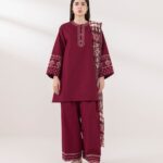 Sapphire-Embroidered Dhanak 3pc with Digital Prnted Shawl