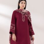Sapphire-Embroidered Dhanak 3pc with Digital Prnted Shawl
