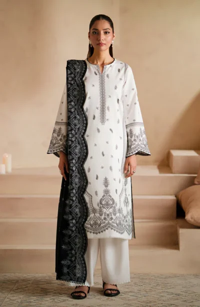 Seran-Dhanak 3pc Embroidered Suit