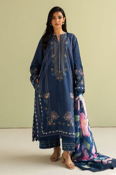 ZaraShahjahan-Dhanak Blue Embroidered 3pc