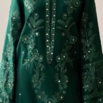 Luxury Green Embroidered Dress |Elegant Mirror Work