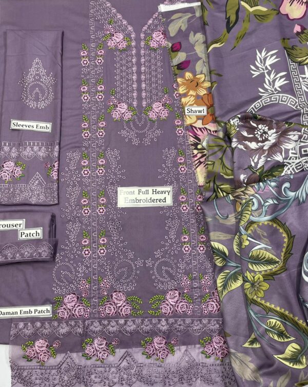 Heavy Embroidered Dhanak 3pc Suit