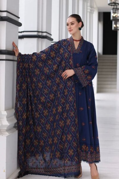 Bareeze- Unstich Embroidered 3pc+ Emboidered Shawl