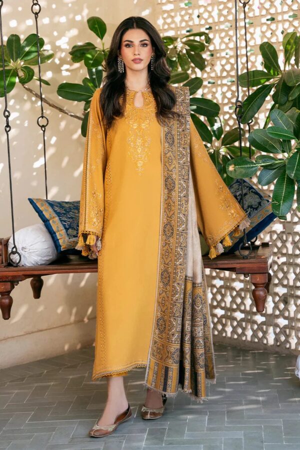 Izel-Dhanak Embroidered 3pc with Digital Printed Shawl