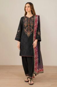 Jazmin-Heavy Embroidered Dhanak 3pc