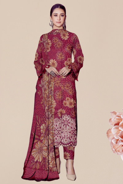Embroidered Dhanak 3pc-winter collection