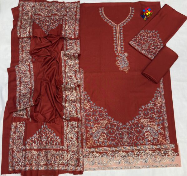 Dhanak Dress 3pc with Embroidered Shawl,Winter Collection