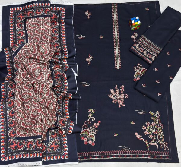 Dhanak Embroidered Suit with Wool Shawl: A Timeless Elegance