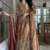 Haris Shakeel - Elegant Embroidered Bronze Long Dress